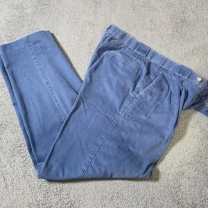 Cacharel Mens 32x31.5 Pleated Trousers‎ Blue Cotton Blend Relaxed Tapered Pants